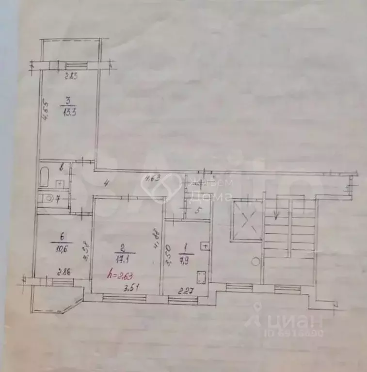 3-к кв. Волгоградская область, Волгоград Караванная ул., 43 (68.5 м) - Фото 1