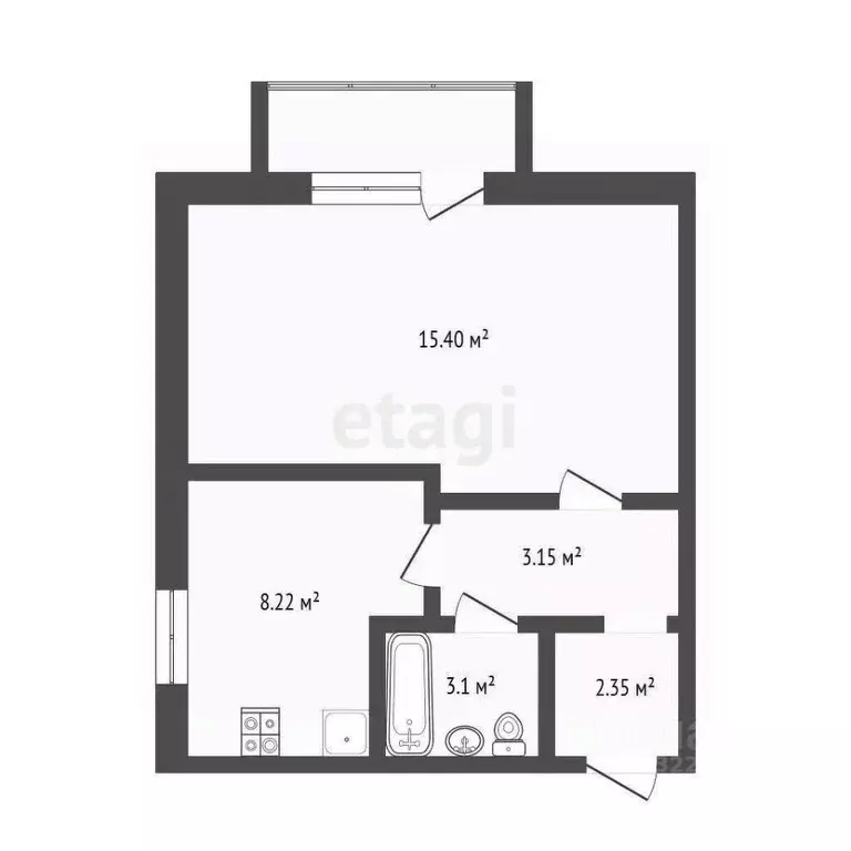 1-к кв. Вологодская область, Вологда Новгородская ул., 13 (33.0 м) - Фото 1