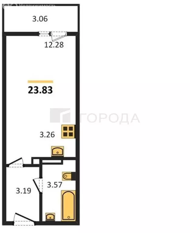 Квартира-студия: Новосибирск, улица Забалуева, 96 (24 м) - Фото 1