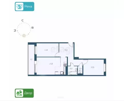 Продаётся 3-к квартира, 63.4 м - Фото 0
