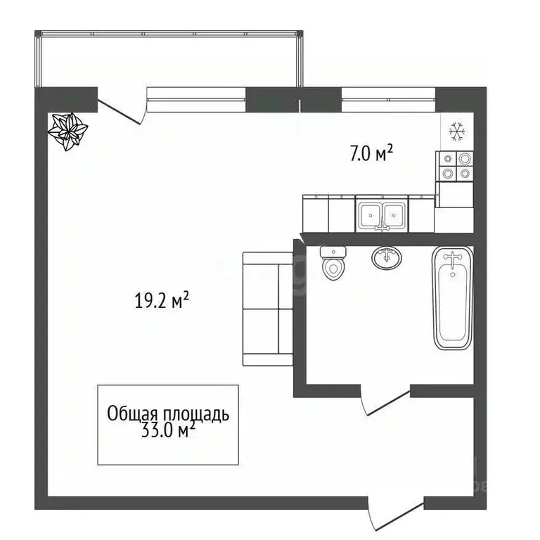 1-к кв. Новосибирская область, Новосибирск ул. Революции, 7 (33.0 м) - Фото 1