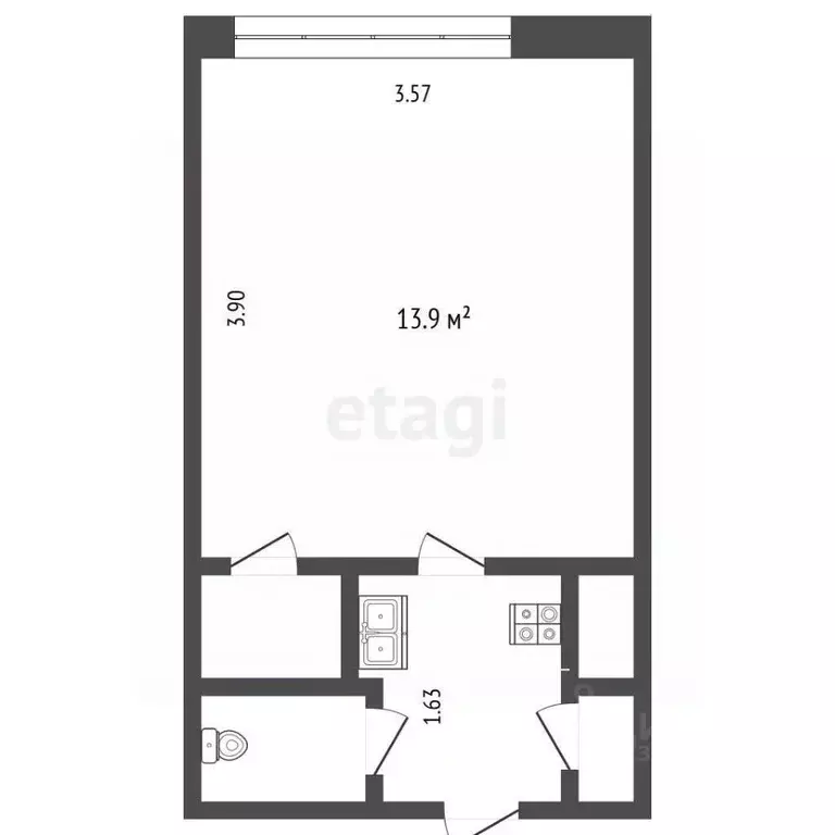 Студия Тюменская область, Тюмень проезд Геологоразведчиков, 6 (19.6 м) - Фото 2