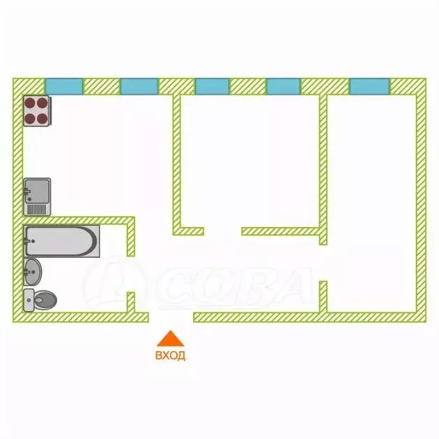 2-к кв. Тюменская область, Тюмень Военная ул., 15 (42.0 м) - Фото 1