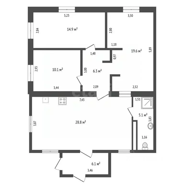3-к кв. Амурская область, Благовещенский район, с. Новотроицкое ... - Фото 2