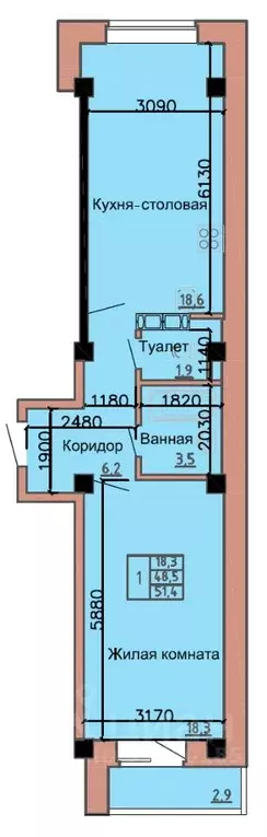 1-к кв. Хакасия, Абакан ул. Ленинского Комсомола, 24/2 (50.0 м) - Фото 0