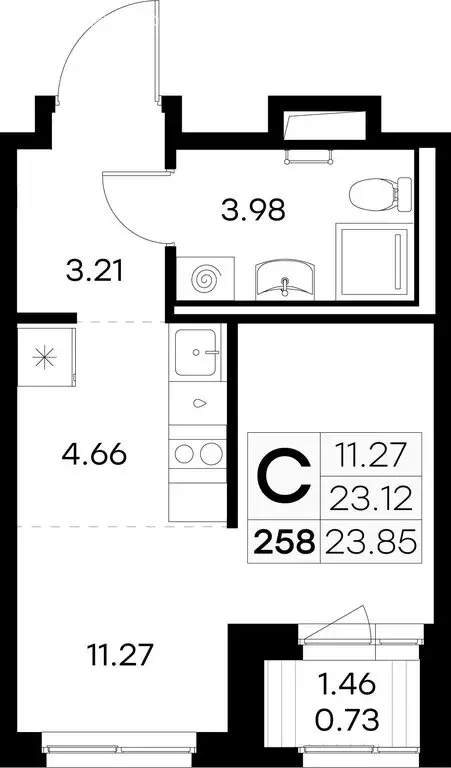 Квартира-студия: Новоселье, Большая Балтийская улица, 2к2 (24 м) - Фото 2