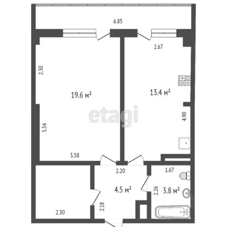 1-к кв. Ростовская область, Ростов-на-Дону Очаковская ул., 39 (56.0 м) - Фото 2
