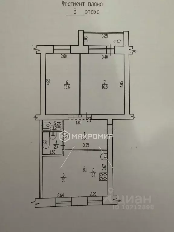 3-к кв. Брянская область, Брянск Белорусская ул., 42А (59.3 м) - Фото 2