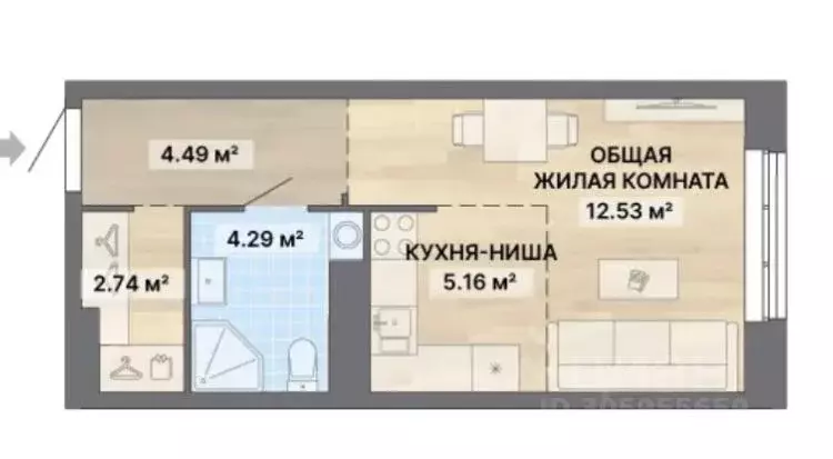 Студия Свердловская область, Екатеринбург ул. Южногорская, 1 (29.21 м) - Фото 0