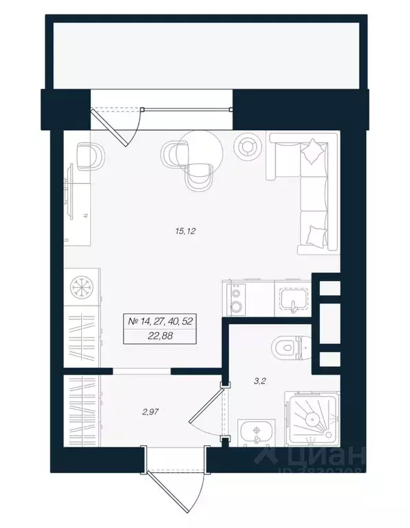 Студия Ленинградская область, Выборгский район, Рощино пгт ул. ... - Фото 1