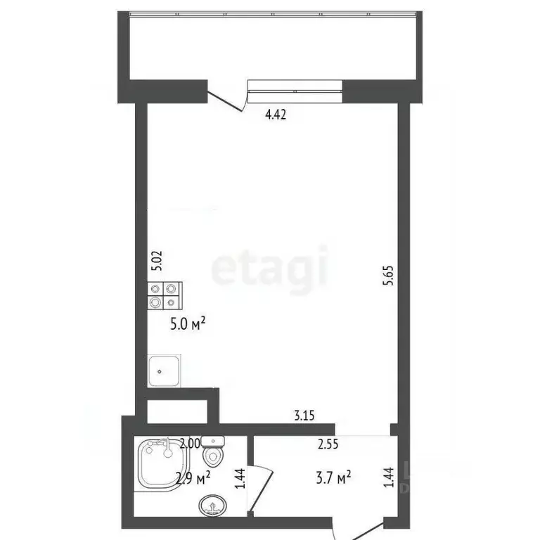 Студия Тюменская область, Тюмень Мелиораторов мкр, ул. Сидора ... - Фото 2