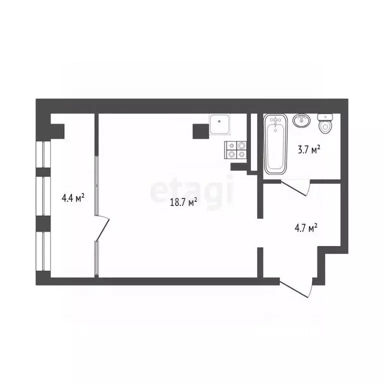 Студия Тюменская область, Тюмень ул. Чернышевского, 2Бк11 (31.5 м) - Фото 2