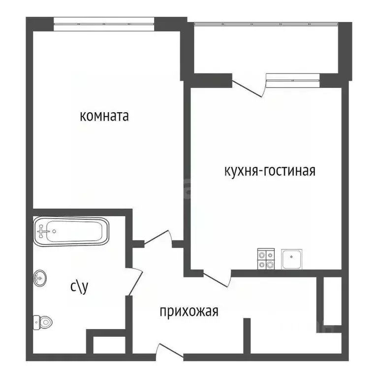 1-к кв. Тульская область, Тула Новомосковское ш., 1 (31.53 м) - Фото 1