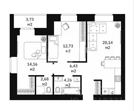 2-к кв. Тюменская область, Тюмень ул. Революции, 228 (60.4 м) - Фото 1