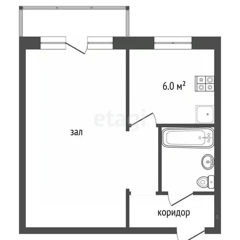 1-к кв. Хабаровский край, Комсомольск-на-Амуре ул. Сидоренко, 24 (32.0 ... - Фото 2