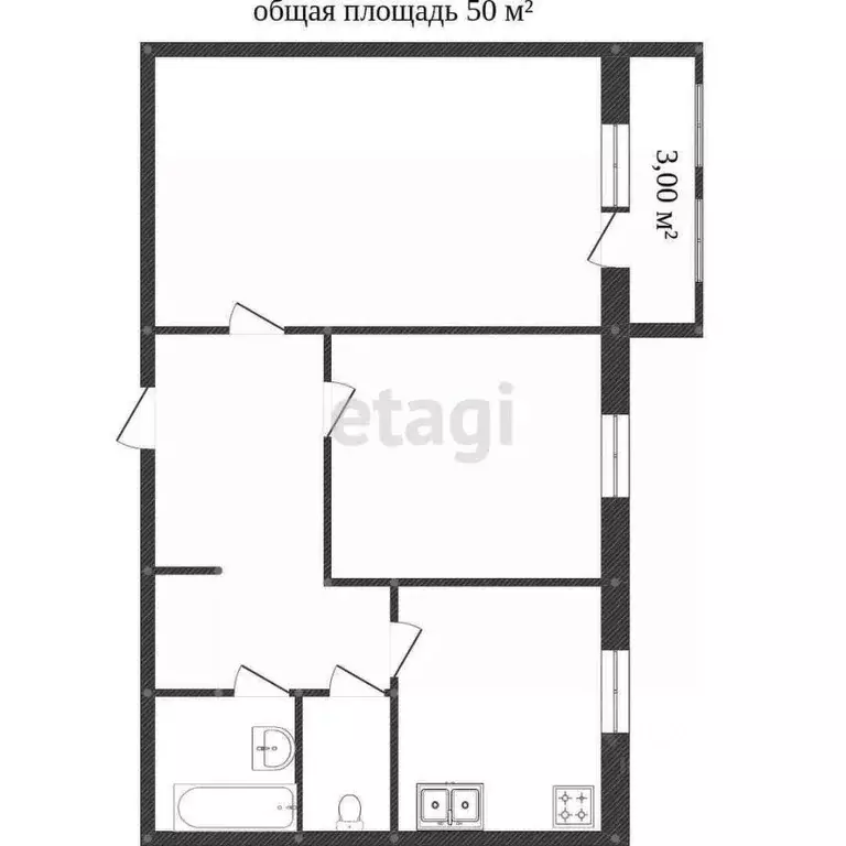 2-к кв. Ивановская область, Приволжск ул. Льнянщиков, 10А (45.4 м) - Фото 1