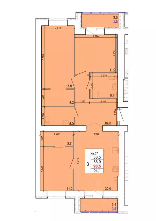 3-к кв. Костромская область, Кострома Кинешемское ш., 88 (90.5 м) - Фото 0