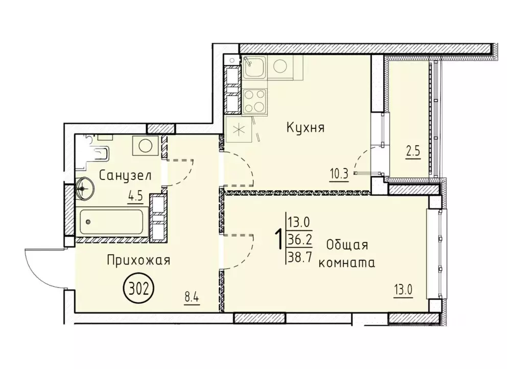 1-к кв. Саратовская область, Энгельс Энгельс-9 мкр,  (38.7 м) - Фото 0