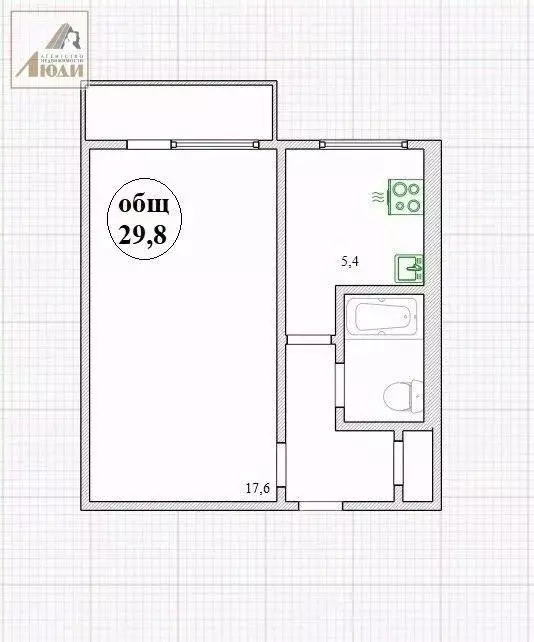 1-к кв. Новосибирская область, Новосибирск ул. Крылова, 64 (29.8 м) - Фото 1