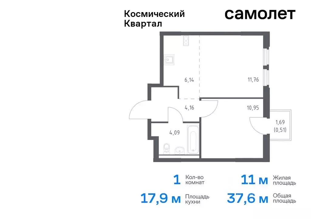 1-к кв. Московская область, Королев Юбилейный мкр,  (37.61 м) - Фото 0