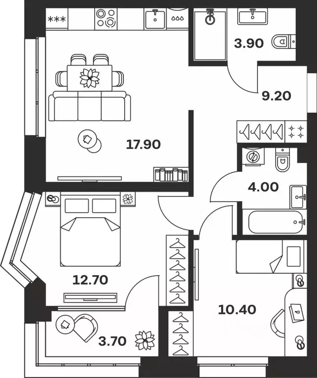 2-к кв. Тульская область, Тула ул. Михеева (61.8 м) - Фото 1