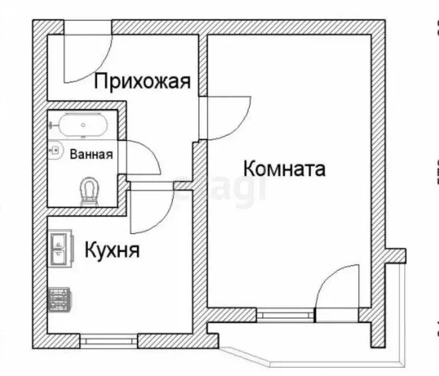 1-комнатная квартира: Ишимбай, улица Богдана Хмельницкого, 23 (31.8 м) - Фото 1
