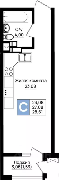 Студия Краснодарский край, Новороссийск 5-я Бригада мкр,  (28.61 м) - Фото 0