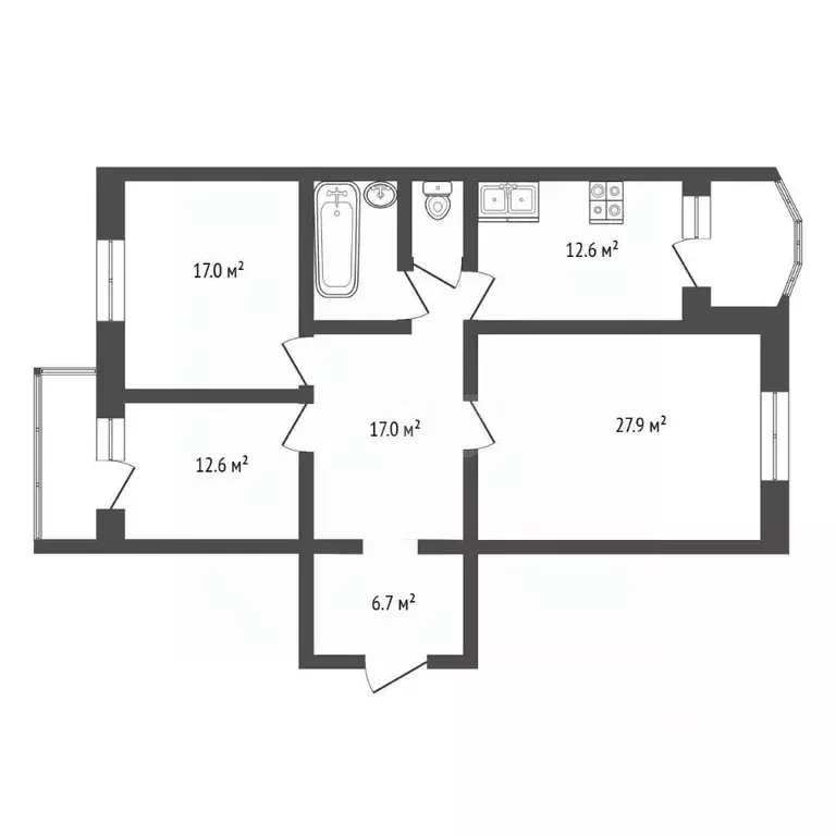 3-к кв. Тюменская область, Тюмень ул. Мельникайте, 136к1 (100.6 м) - Фото 2