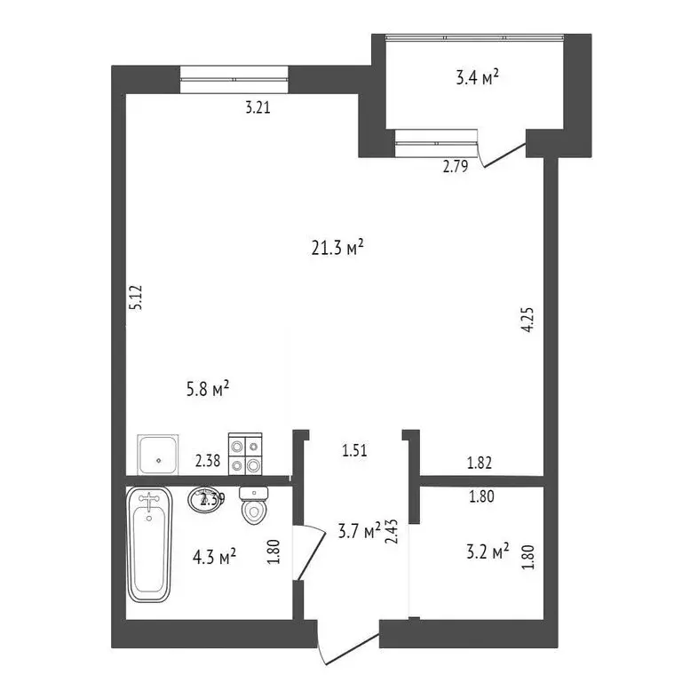 Квартира-студия: Тюмень, Полевая улица, 105к2 (38.6 м) - Фото 1