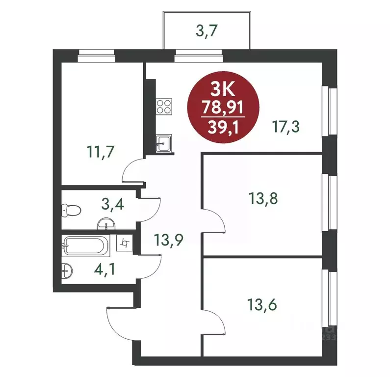 3-к кв. Новосибирская область, Новосибирск Скандинавские Кварталы ... - Фото 1