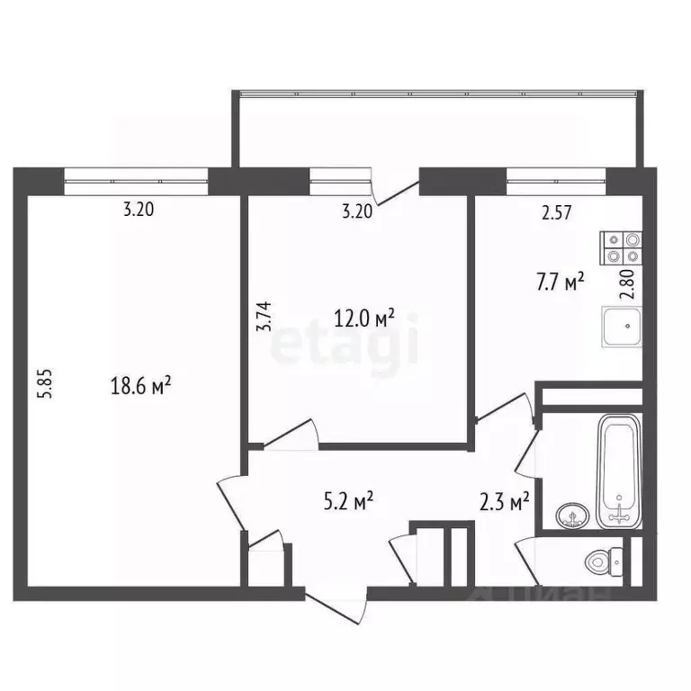2-к кв. Архангельская область, Архангельск просп. Дзержинского, 1 ... - Фото 2