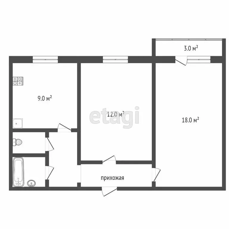 2-комнатная квартира: Челябинск, улица Калинина, 1 (50.2 м) - Фото 0