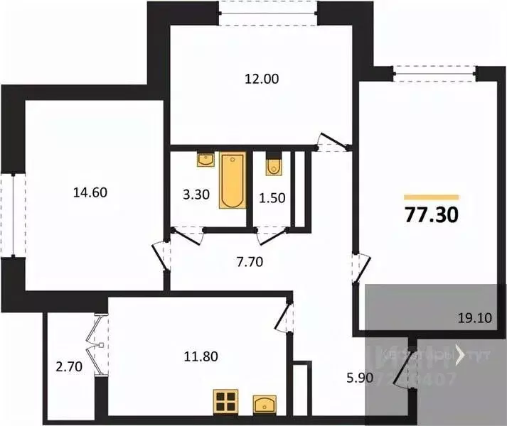 3-к кв. Воронежская область, Новоусманский район, пос. Отрадное ул. ... - Фото 1