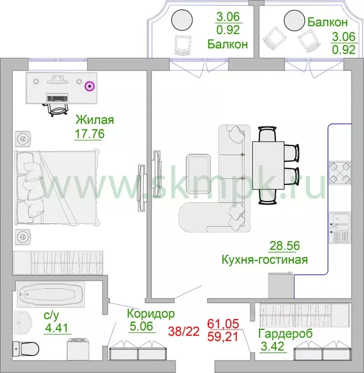 1-к кв. калининградская область, пионерский портовая ул, 5 (66.6 м) - Фото 0