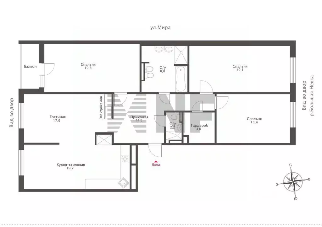 4-к кв. Санкт-Петербург ул. Мира, 37 (121.7 м) - Фото 2