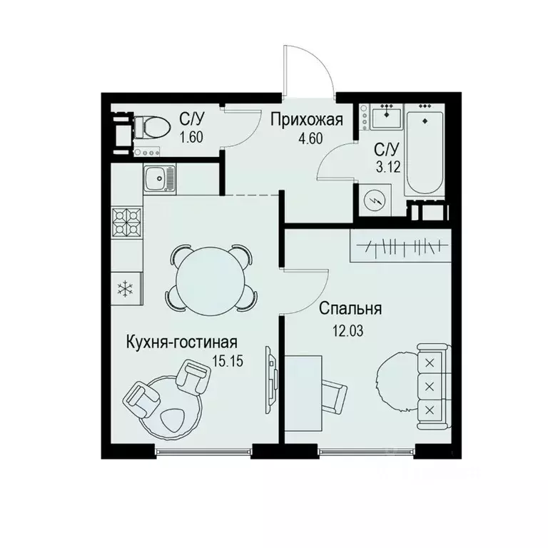 1-к кв. Санкт-Петербург ул. Профессора Попова, 38 (36.5 м) - Фото 0