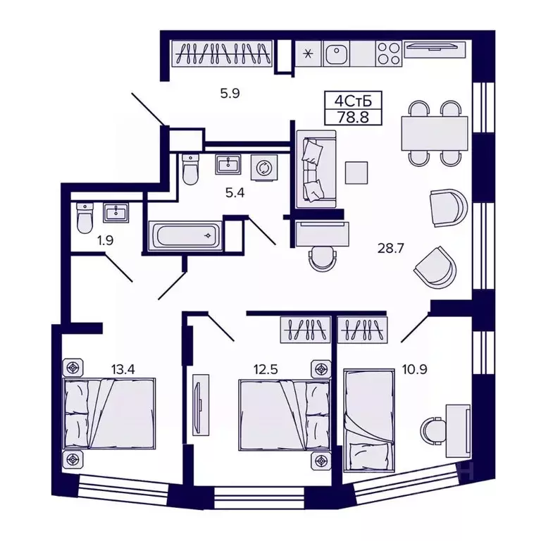 4-к кв. Хабаровский край, Хабаровск ул. Карла Маркса, 96/1 (78.81 м) - Фото 1