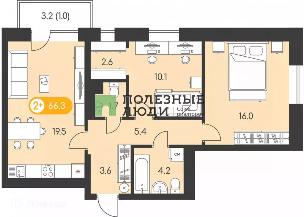 Продаётся 2-к квартира, 66.3 м - Фото 0