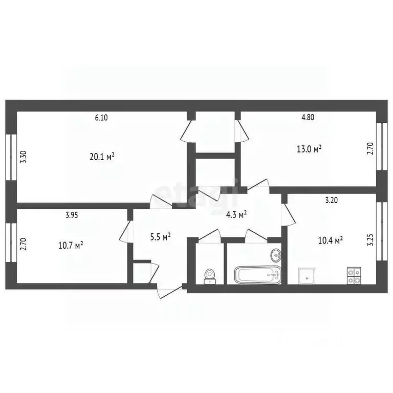 3-к кв. Ямало-Ненецкий АО, Новый Уренгой ул. 26-го съезда КПСС, 2А ... - Фото 2