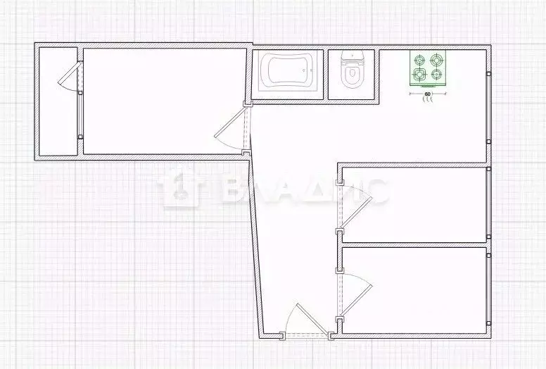 3-к кв. Пензенская область, Пенза ул. Кижеватова, 15 (41.8 м) - Фото 2