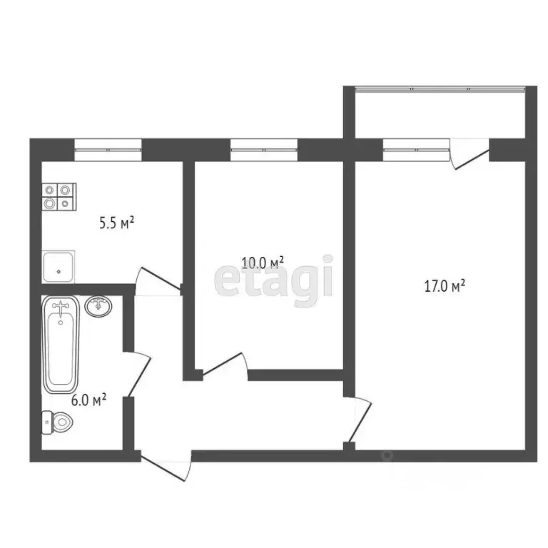 2-к кв. Самарская область, Самара Физкультурная ул., 37 (45.0 м) - Фото 1