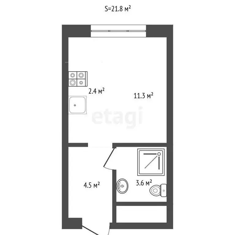 Квартира-студия: Тюмень, улица Республики, 204к17 (21.8 м) - Фото 1