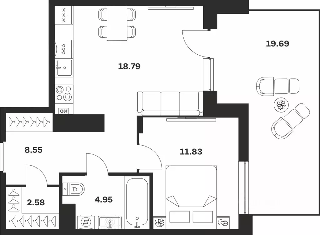 1-к кв. Тульская область, Тула ул. Богородицкая, 8В (52.6 м) - Фото 1