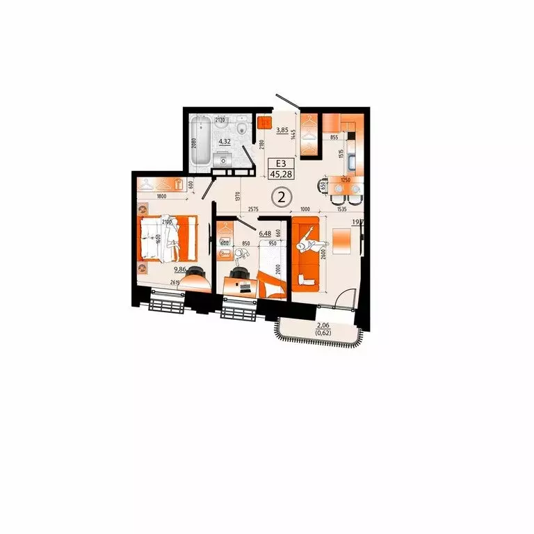 3-комнатная квартира: Владивосток, улица Капитана Шефнера, 25 (45.28 ... - Фото 1