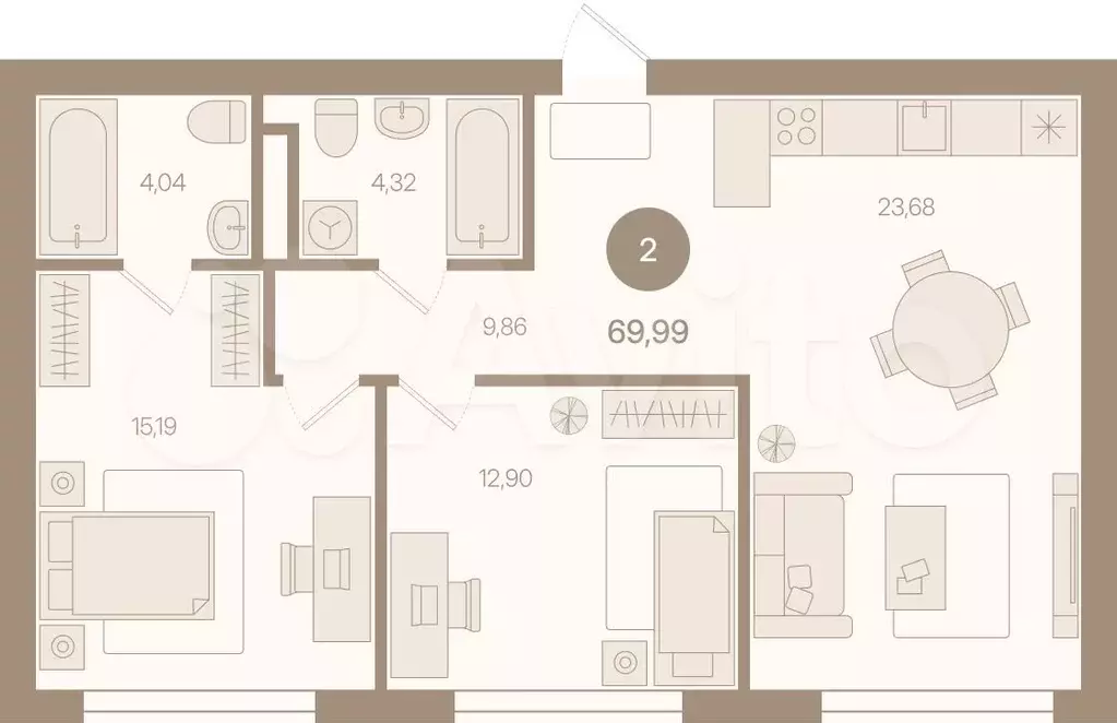 3-к. квартира, 70 м, 6/8 эт. - Фото 0