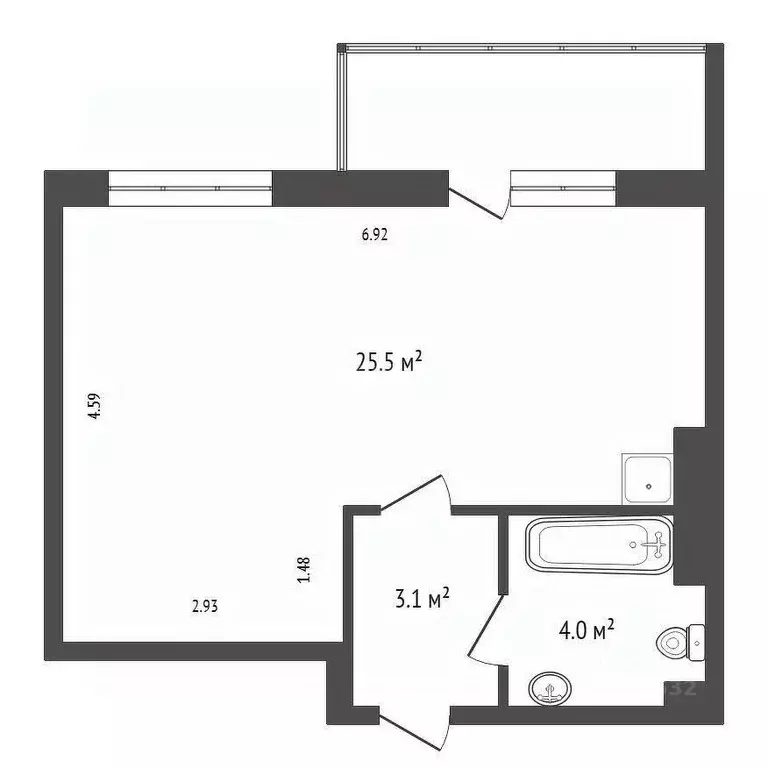 Студия Красноярский край, Красноярск ул. Любы Шевцовой, 80 (32.6 м) - Фото 1