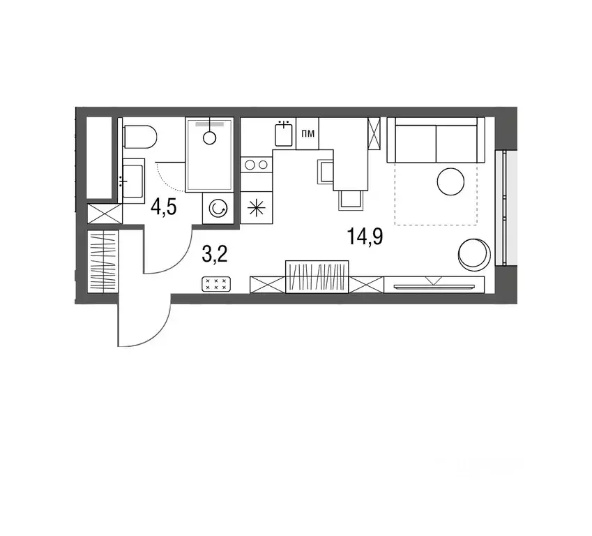 Студия Москва Тагильская ул., 2к1 (22.6 м) - Фото 0