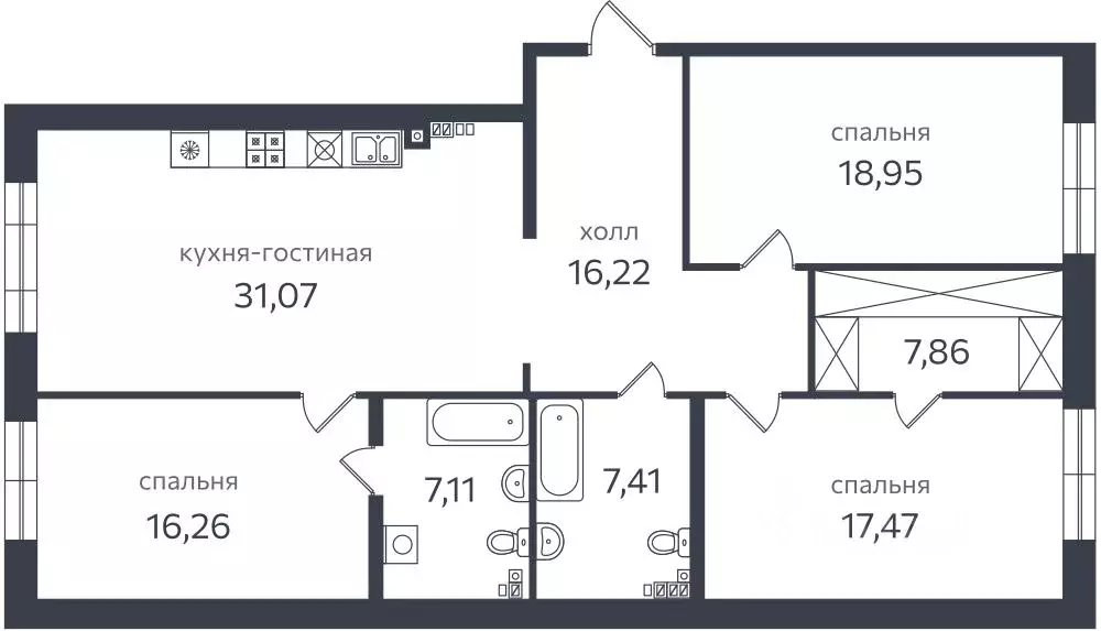 3-к кв. Санкт-Петербург проезд Петровская коса, 1к2 (127.4 м) - Фото 0