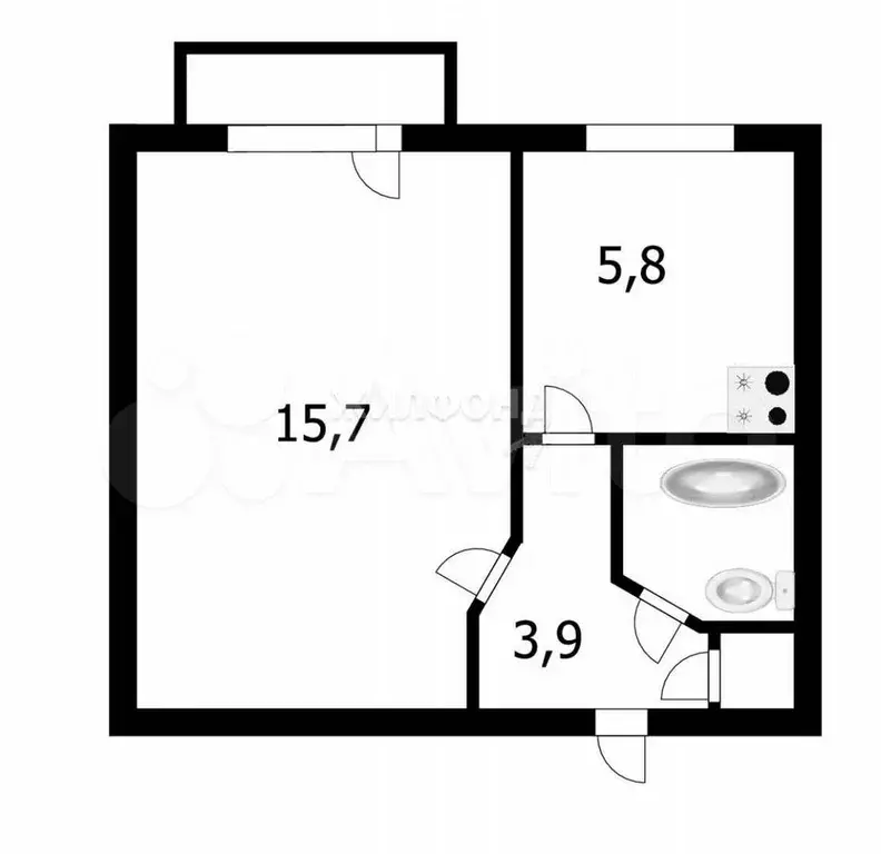 1-к. квартира, 29,5 м, 5/5 эт. - Фото 0