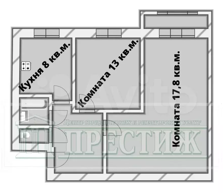 2-к. квартира, 41 м, 2/5 эт. - Фото 1